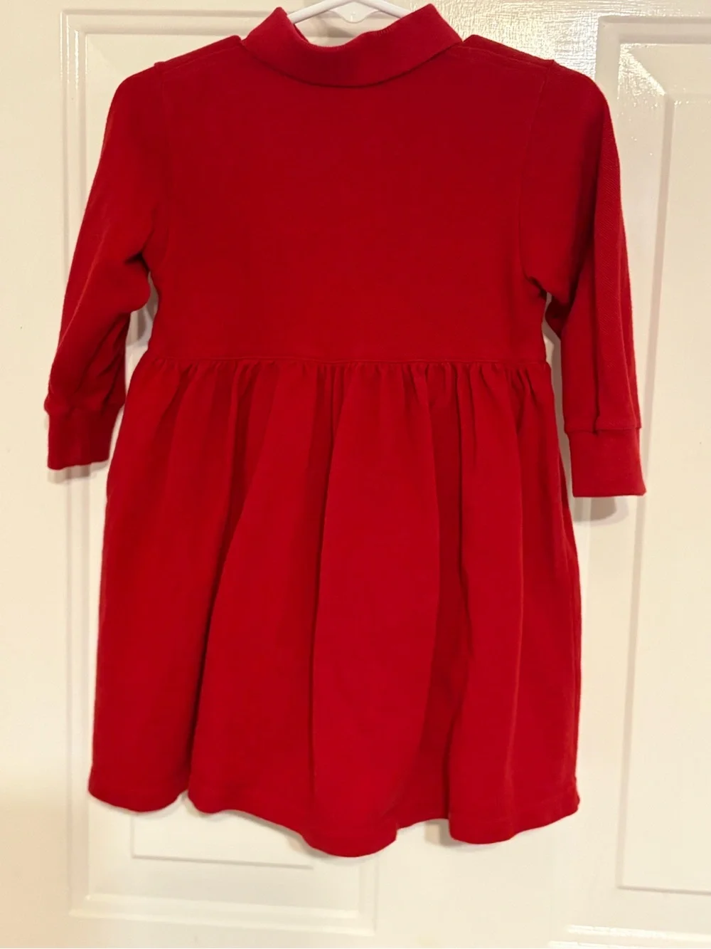 Ralph Lauren Girls Vibrant Red Long-Sleeve Dress w/Built-In Bloomers Size 12-18M